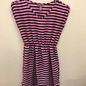 Girl’s size Medium pink and navy striped dress
